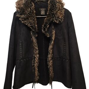 Eivissa Black Faux Suede/Fur Teddy Jacket Sx XLg